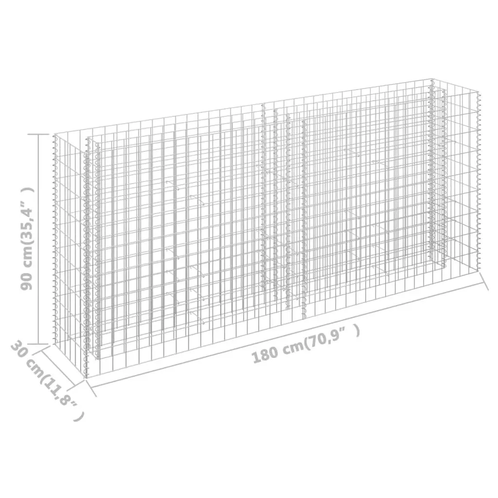 Gabion Raised Bed Galvanised Steel 180x30x90 cm 145635