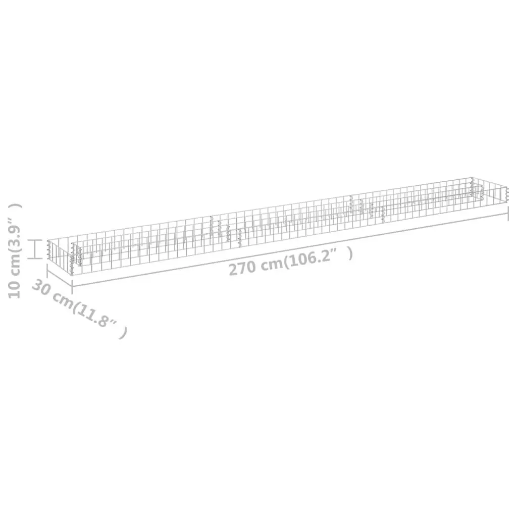 Gabion Raised Bed Galvanised Steel 270x30x10 cm 145636