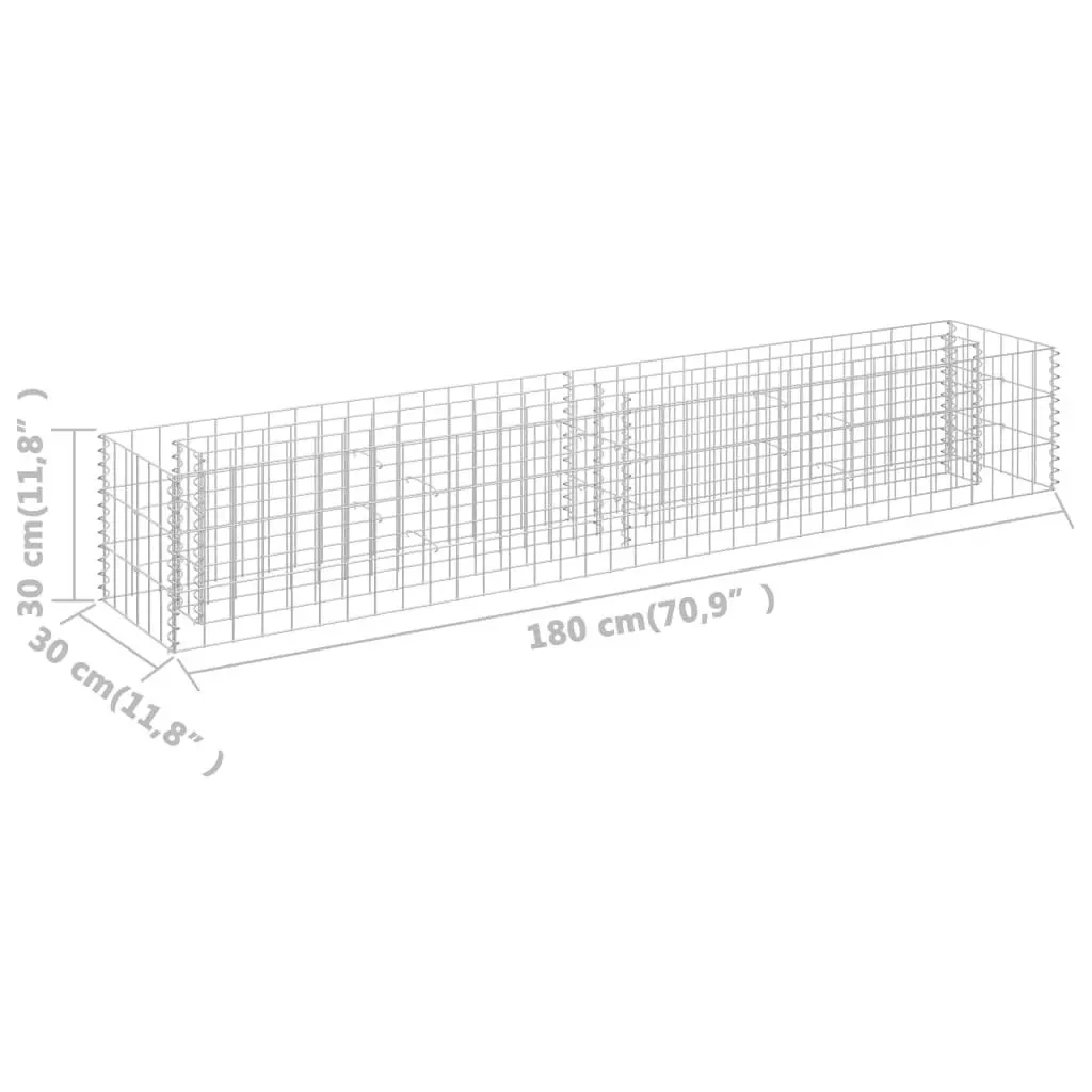 Gabion Raised Bed Galvanised Steel 180x30x30 cm 145633