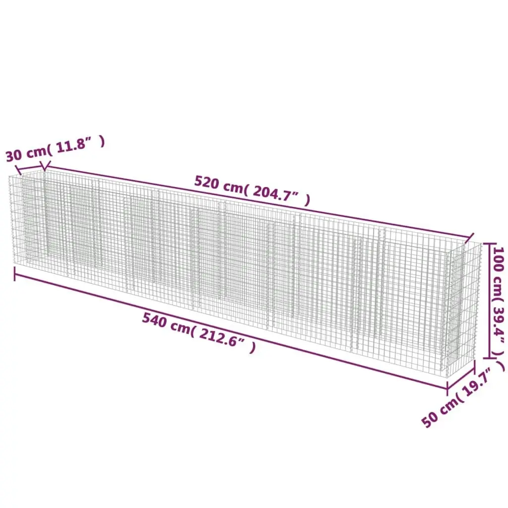 Gabion Raised Bed Galvanised Steel 540x50x100 cm 143566