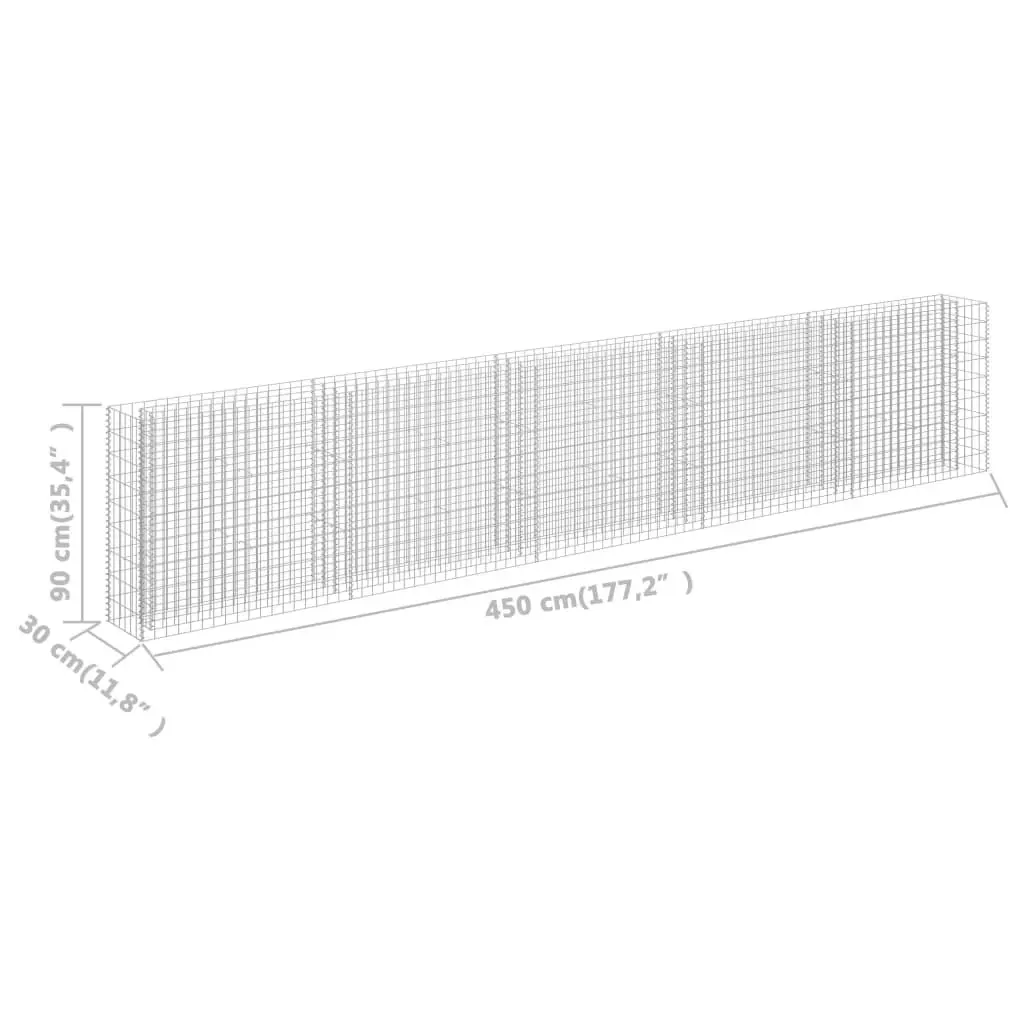 Gabion Raised Bed Galvanised Steel 450x30x90 cm 145647