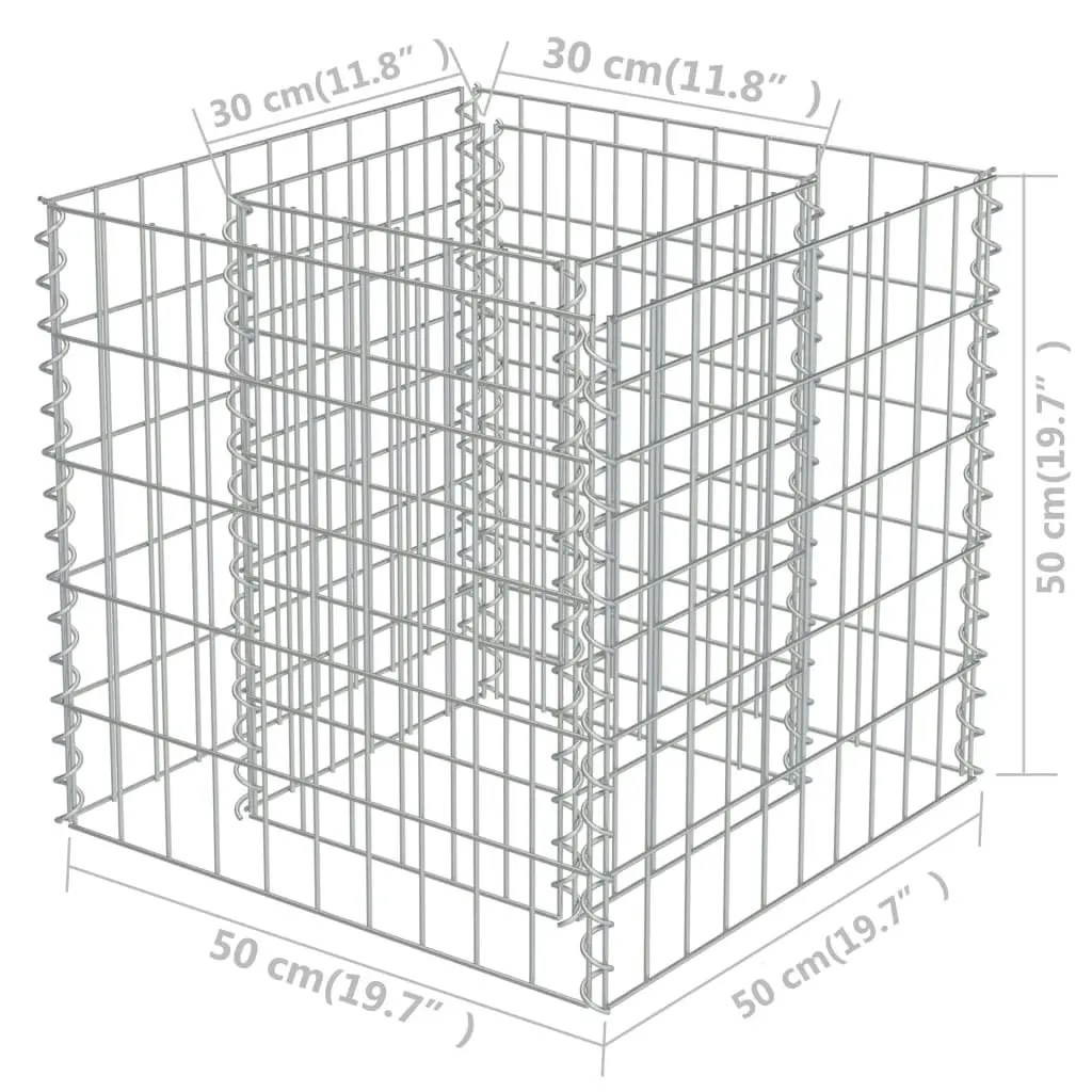 Gabion Raised Bed Galvanised Steel 50x50x50 cm 143570