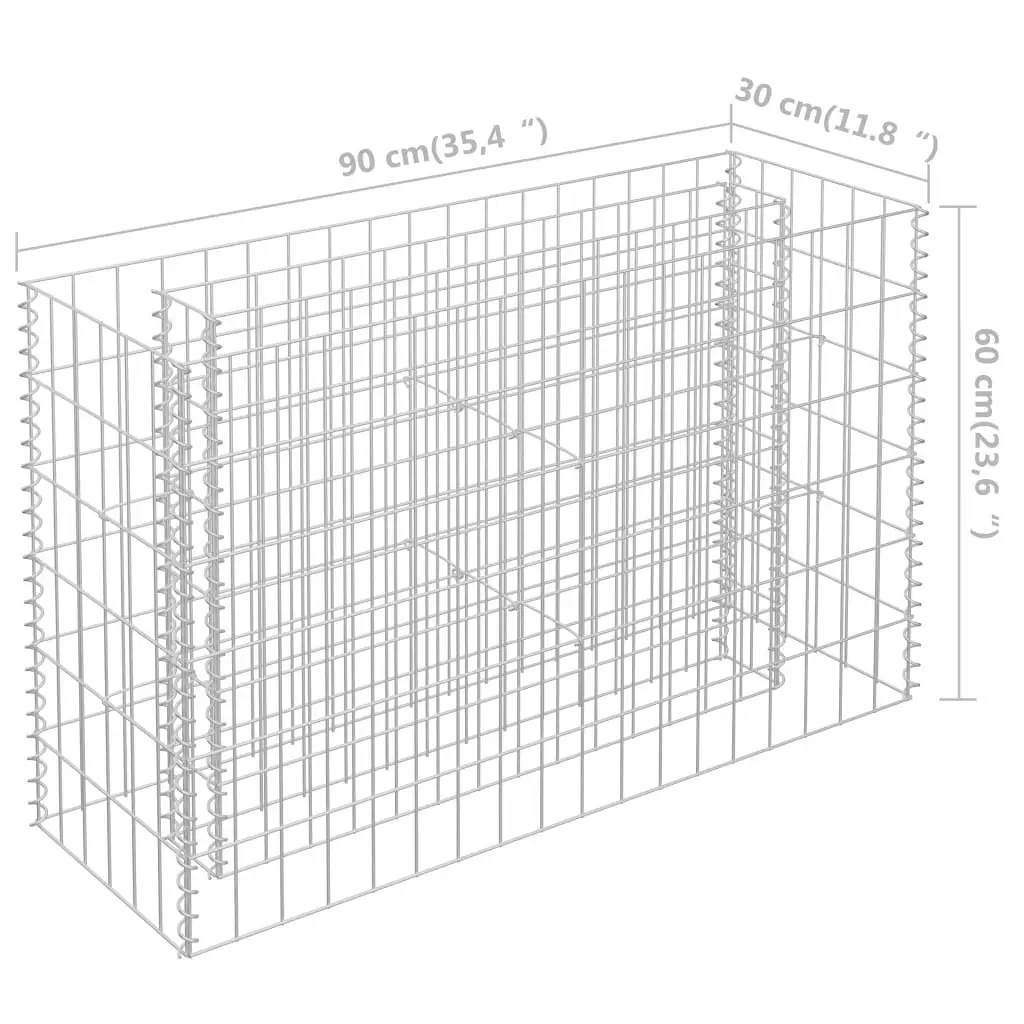 Gabion Raised Bed Galvanised Steel 90x30x60 cm 145630