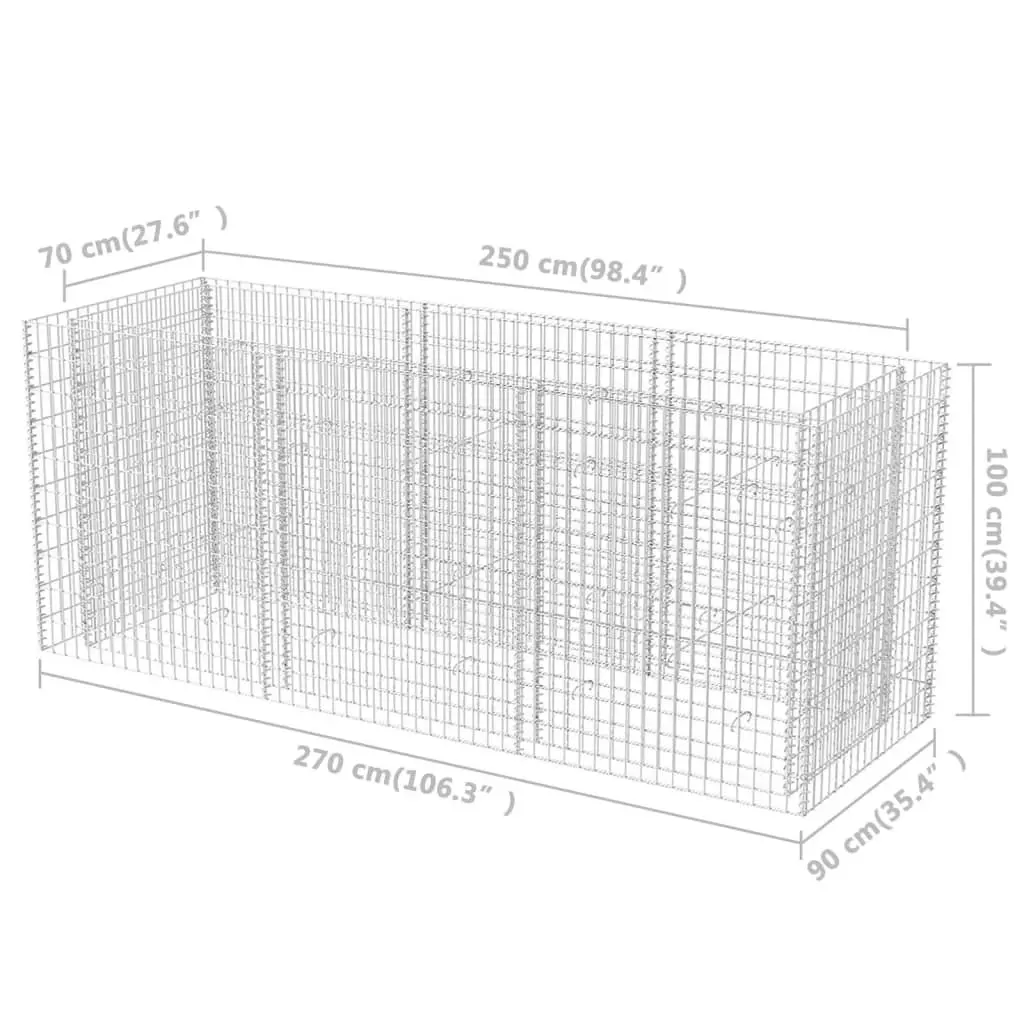 Gabion Raised Bed Steel 270x90x100 cm 142554