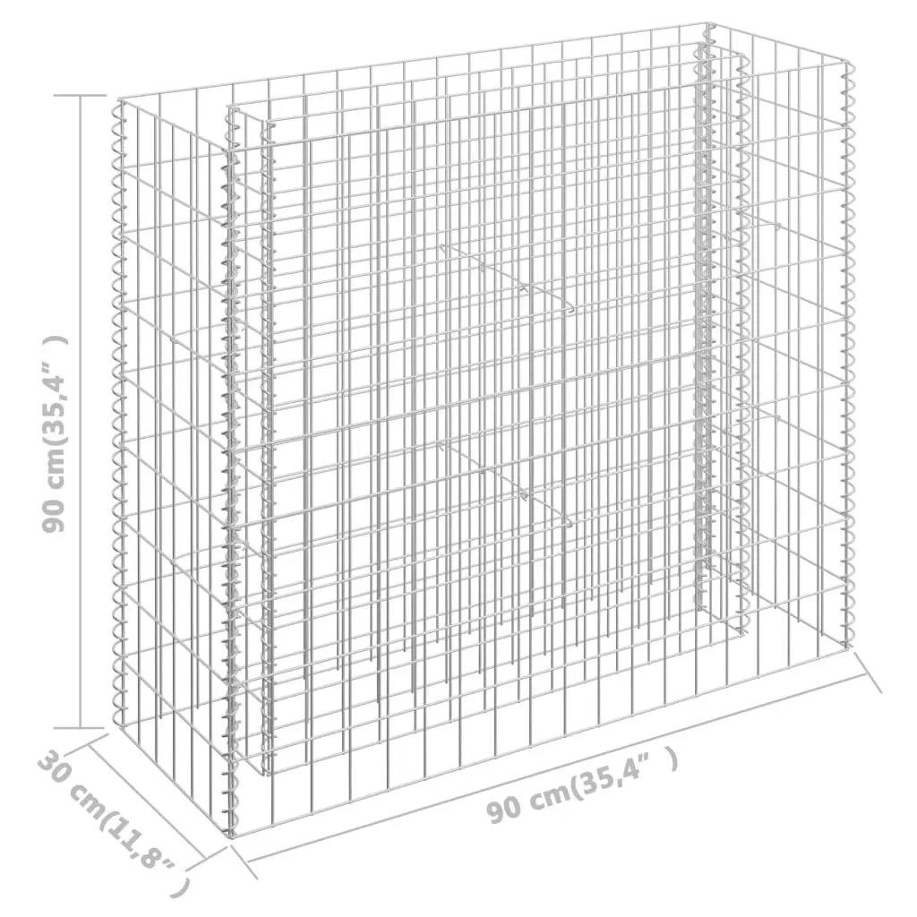 Gabion Raised Bed Galvanised Steel 90x30x90 cm 145631