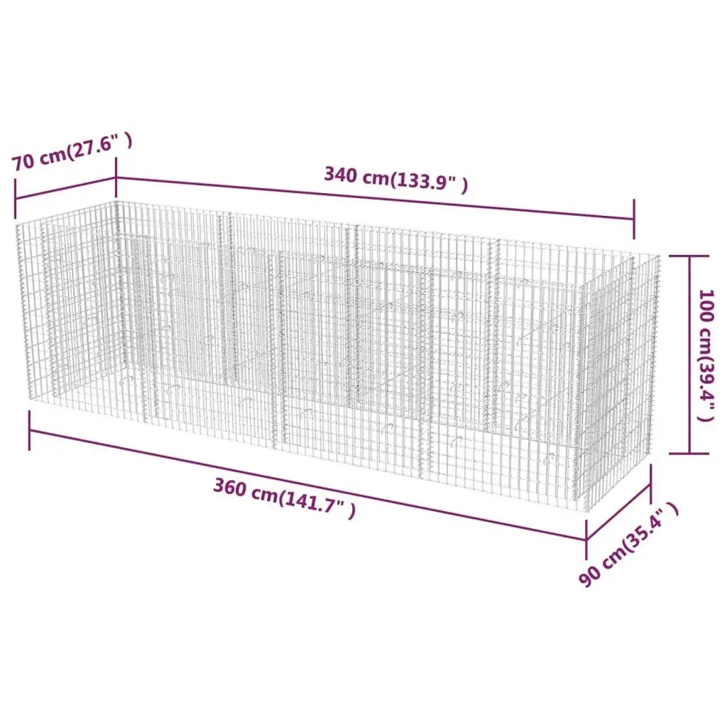 Gabion Raised Bed Steel 360x90x100 cm 142553