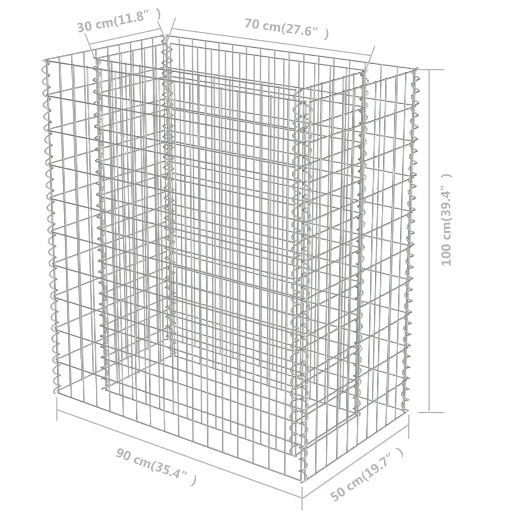 Gabion Raised Bed Galvanised Steel 90x50x100 cm 143568