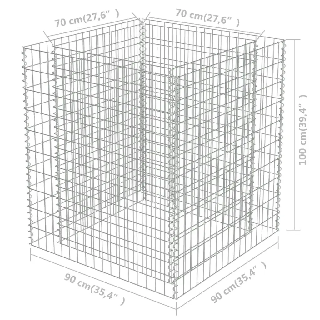 Gabion Raised Bed Galvanised Steel 90x90x100 cm 143556