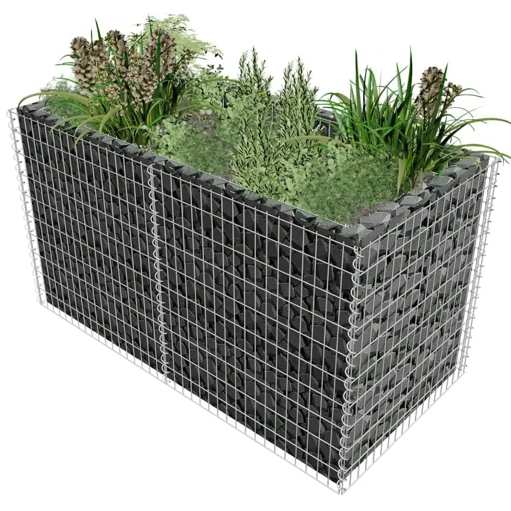 Gabion Raised Bed Steel 180x90x100 cm Silver 142366