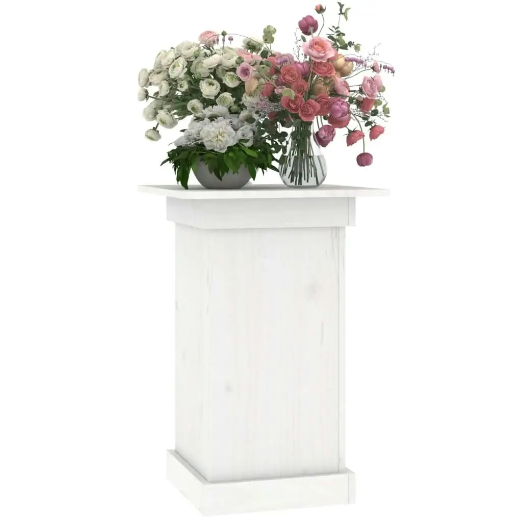 Flower Stand White 40x40x60 cm Solid Wood Pine 823630