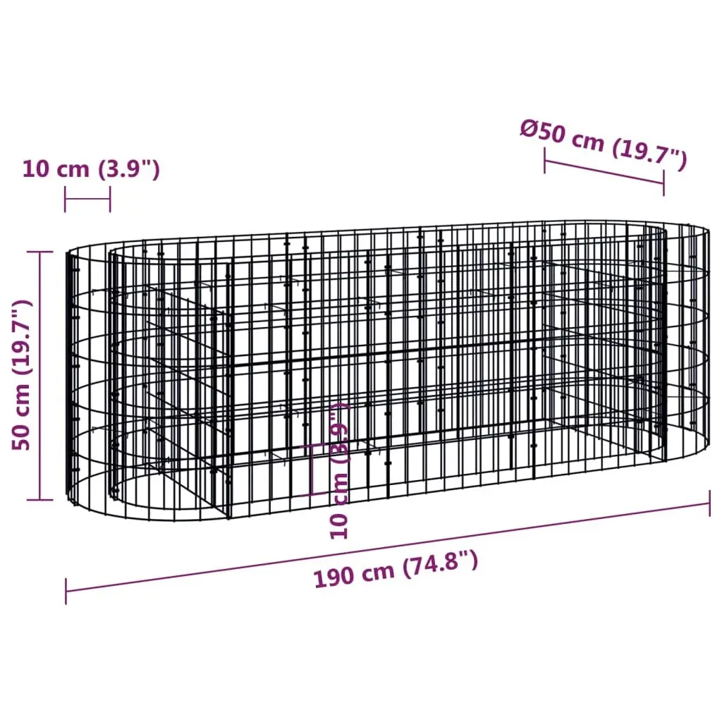 Gabion Raised Bed Galvanised Iron 190x50x50 cm 152025