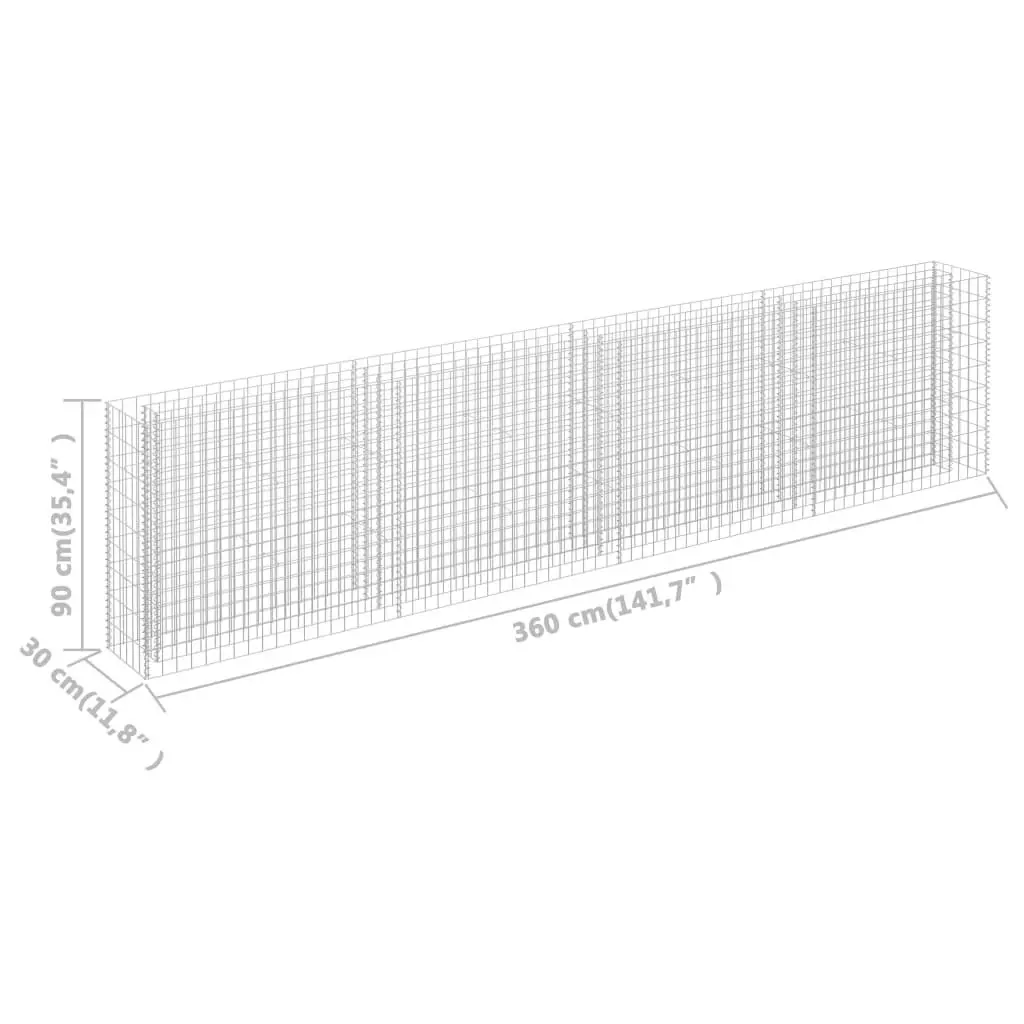 Gabion Raised Bed Galvanised Steel 360x30x90 cm 145643