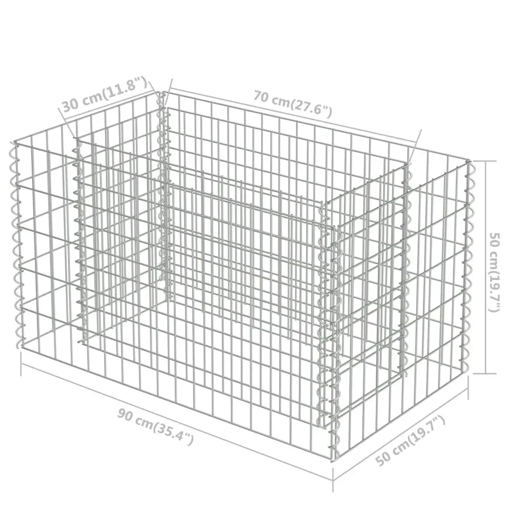 Gabion Raised Bed Galvanised Steel 90x50x50 cm 143569