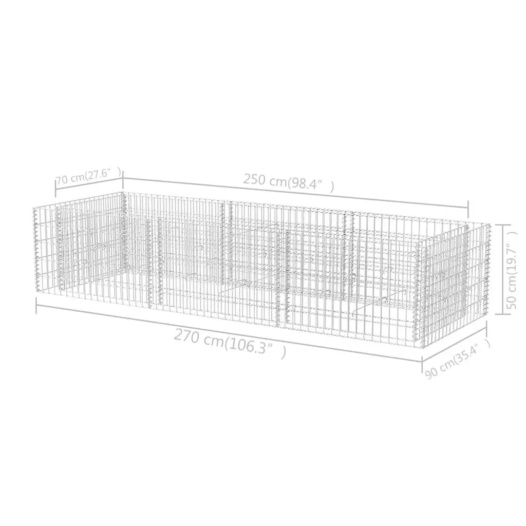 Gabion Raised Bed Steel 270x90x50 cm 142556