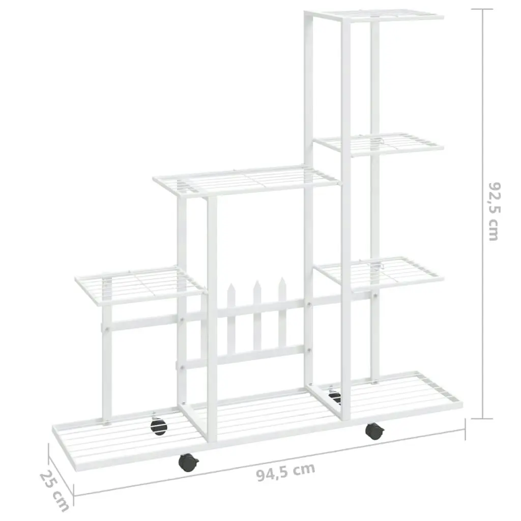 Flower Stand with Wheel 94.5x25x92.5 cm White Metal 336115