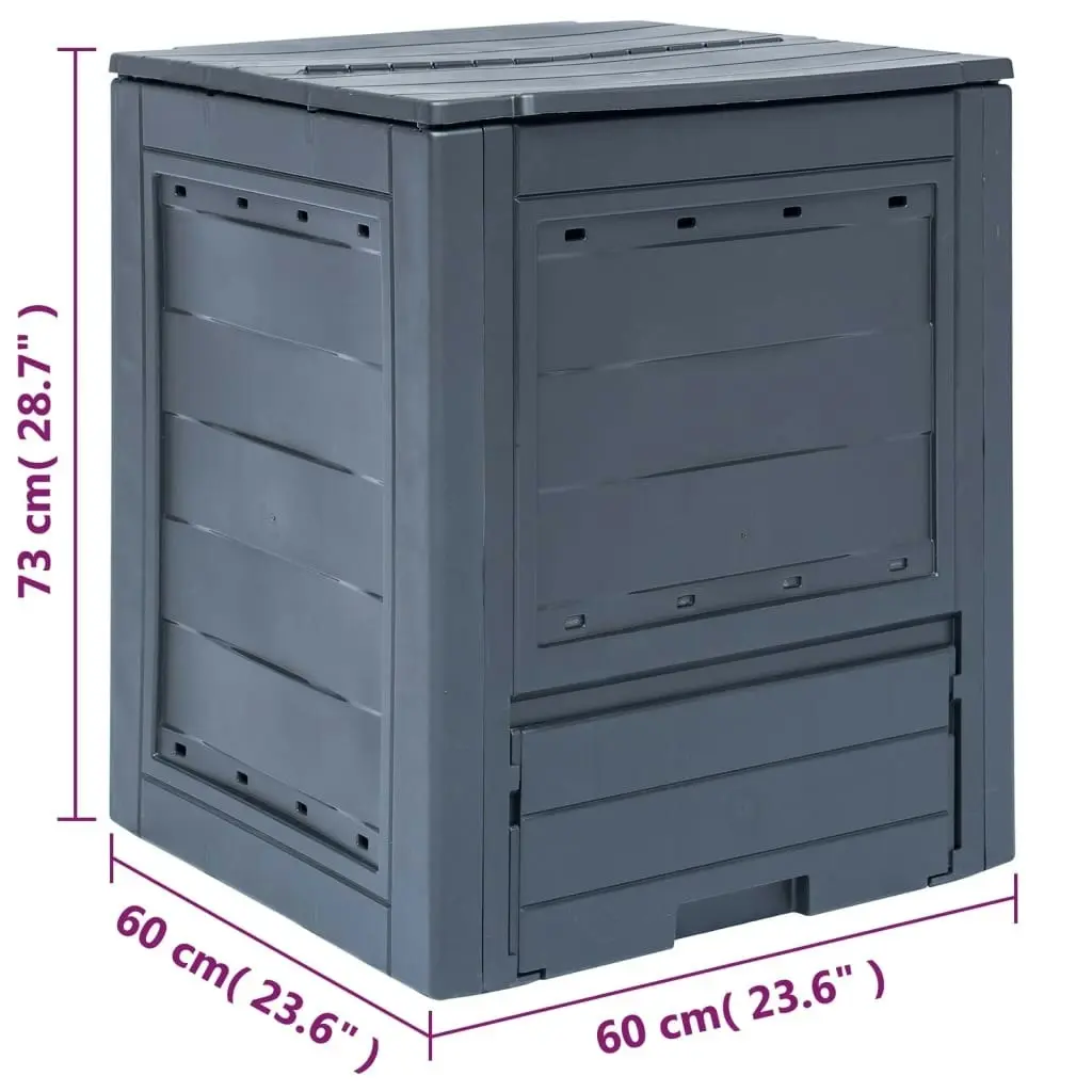 Garden Composter Grey 60x60x73 cm 260 L 45682