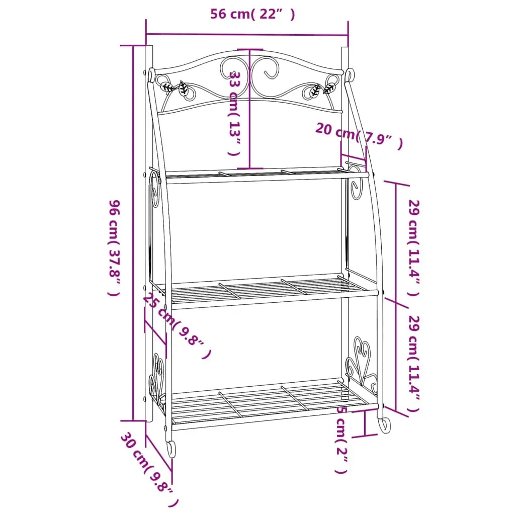 Flower Rack Black 56x30x96 cm Steel 319353