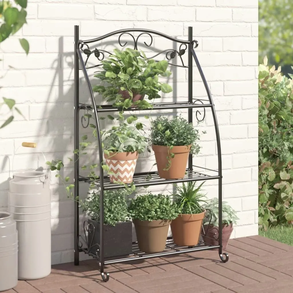 Flower Rack Black 56x30x96 cm Steel 319353