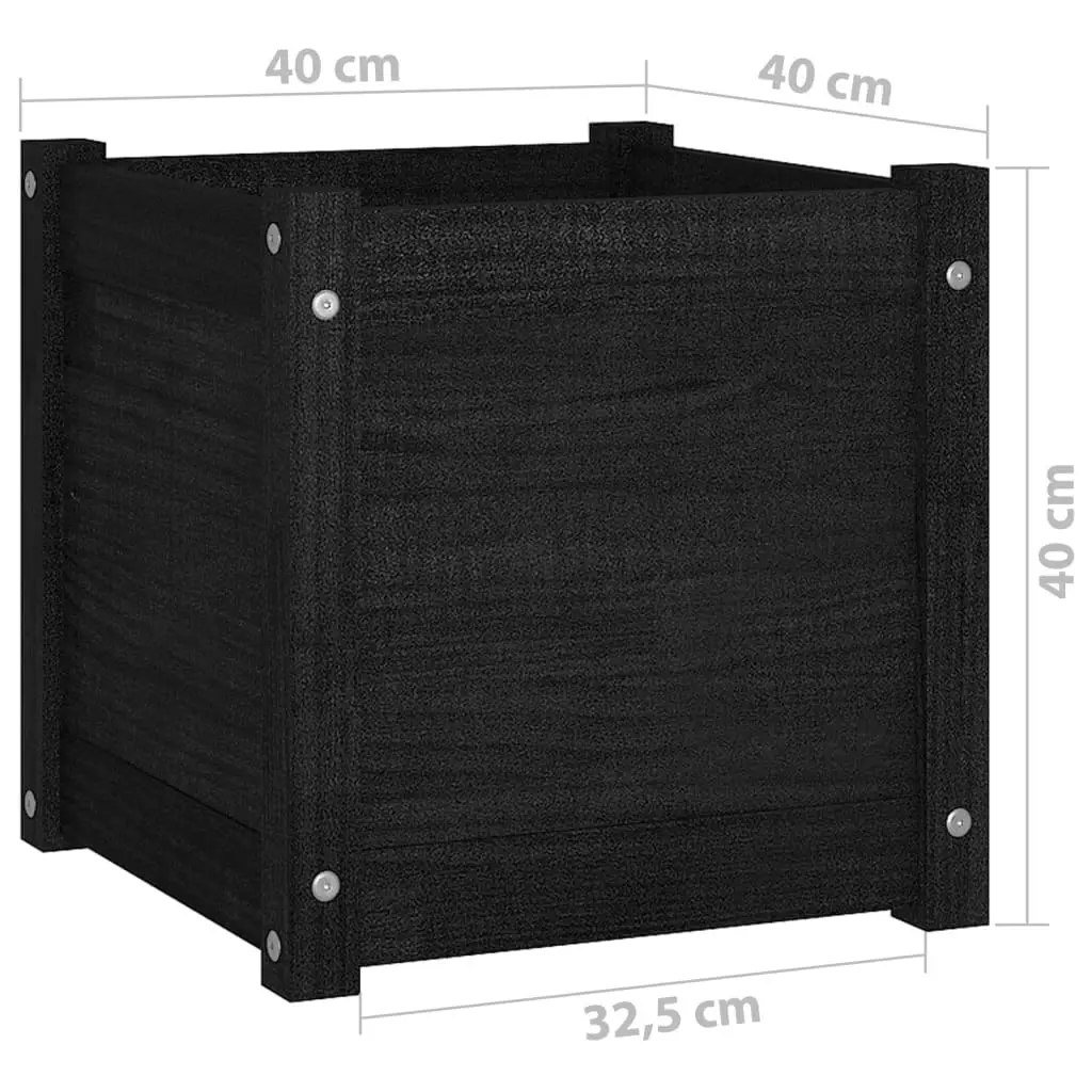 Garden Planter Black 40x40x40 cm Solid Pinewood 810542