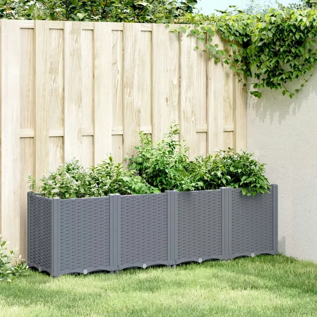 Garden Planter Grey 160x40x53 cm PP 367856