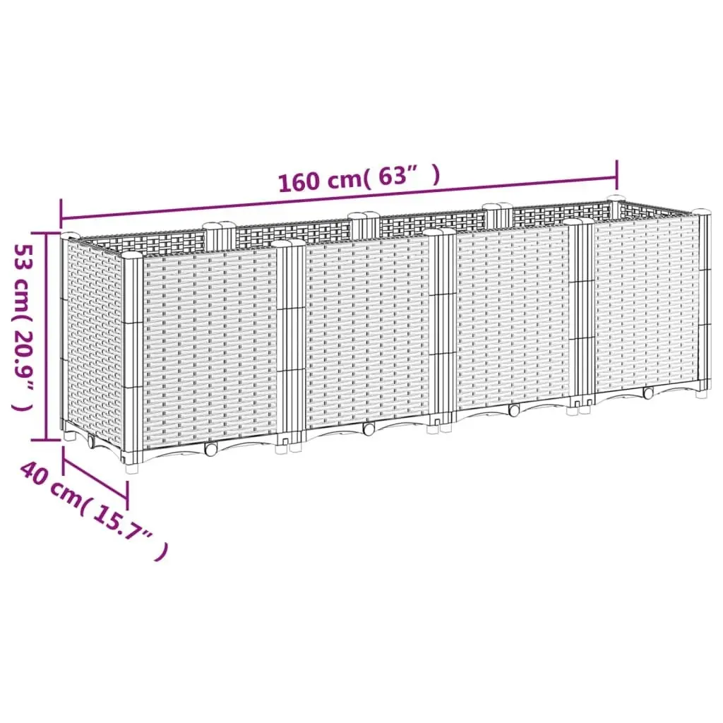 Garden Planter Grey 160x40x53 cm PP 367856