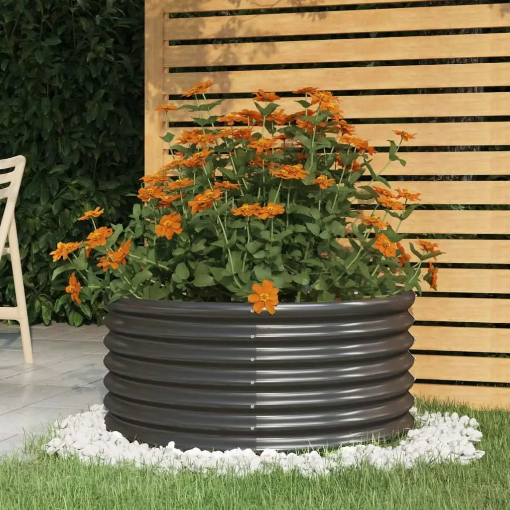 Garden Planter Powder-coated Steel 80x80x36 cm Anthracite 318856