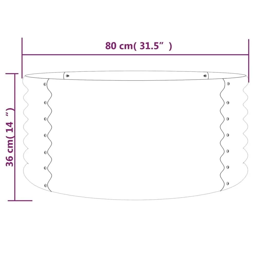 Garden Planter Powder-coated Steel 80x80x36 cm Anthracite 318856