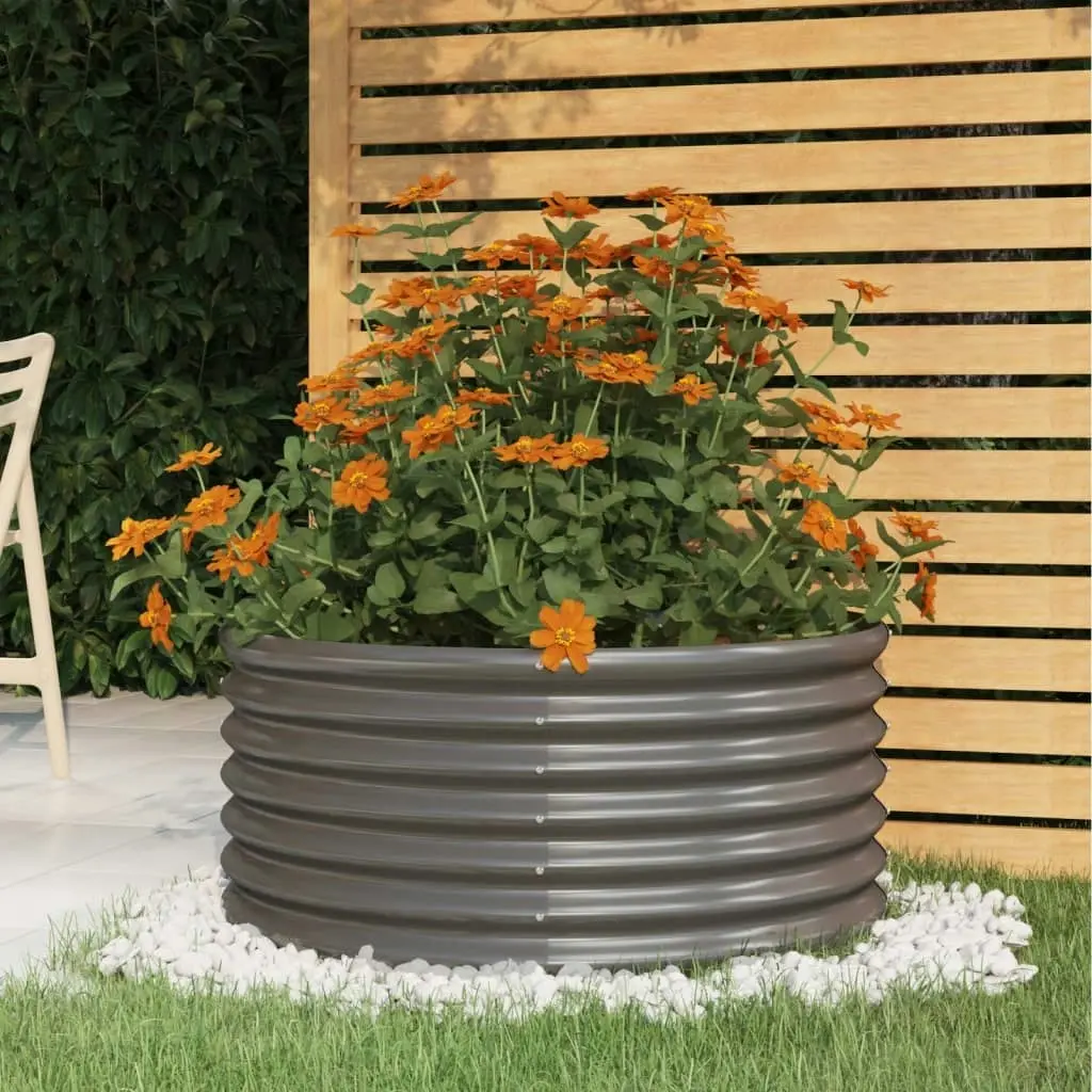 Garden Planter Powder-coated Steel 80x80x36 cm Grey 318854