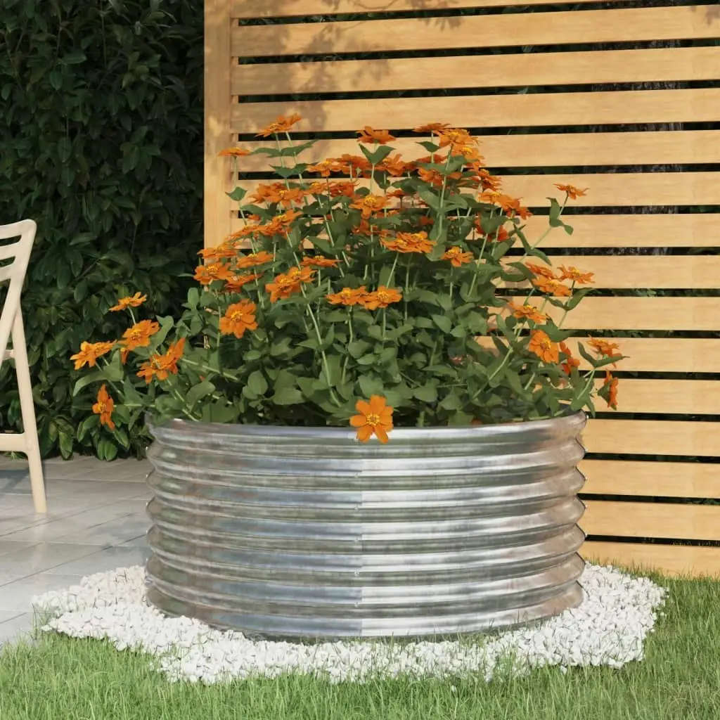 Garden Planter Powder-coated Steel 80x80x36 cm Silver 318857