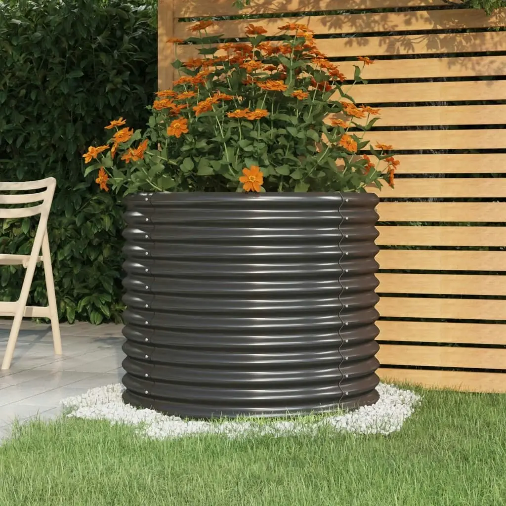 Garden Planter Powder-coated Steel 80x80x68 cm Anthracite 318861