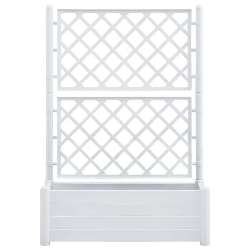 Garden Planter with Trellis 100x43x142 cm PP White 313983