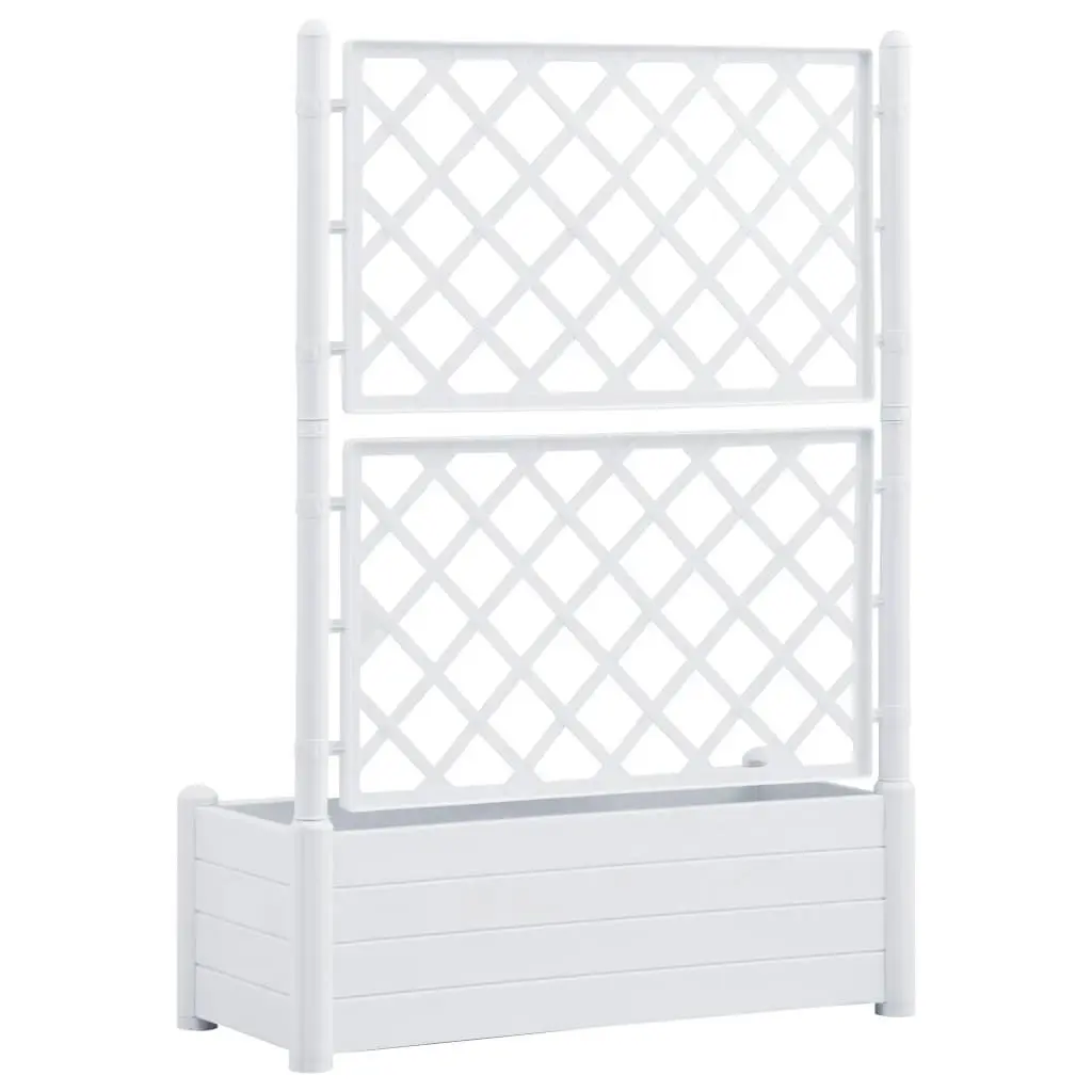 Garden Planter with Trellis 100x43x142 cm PP White 313983