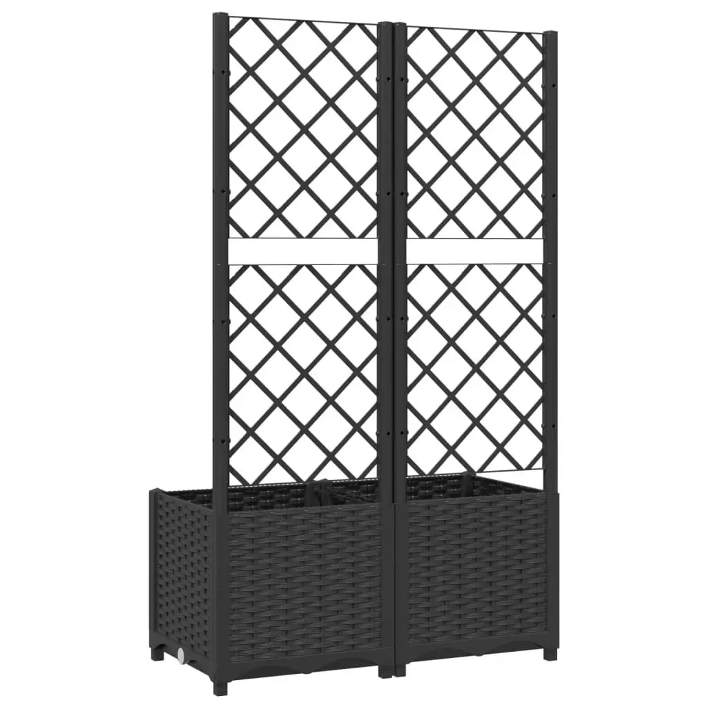 Garden Planter with Trellis Black 80x40x136 cm PP 318271