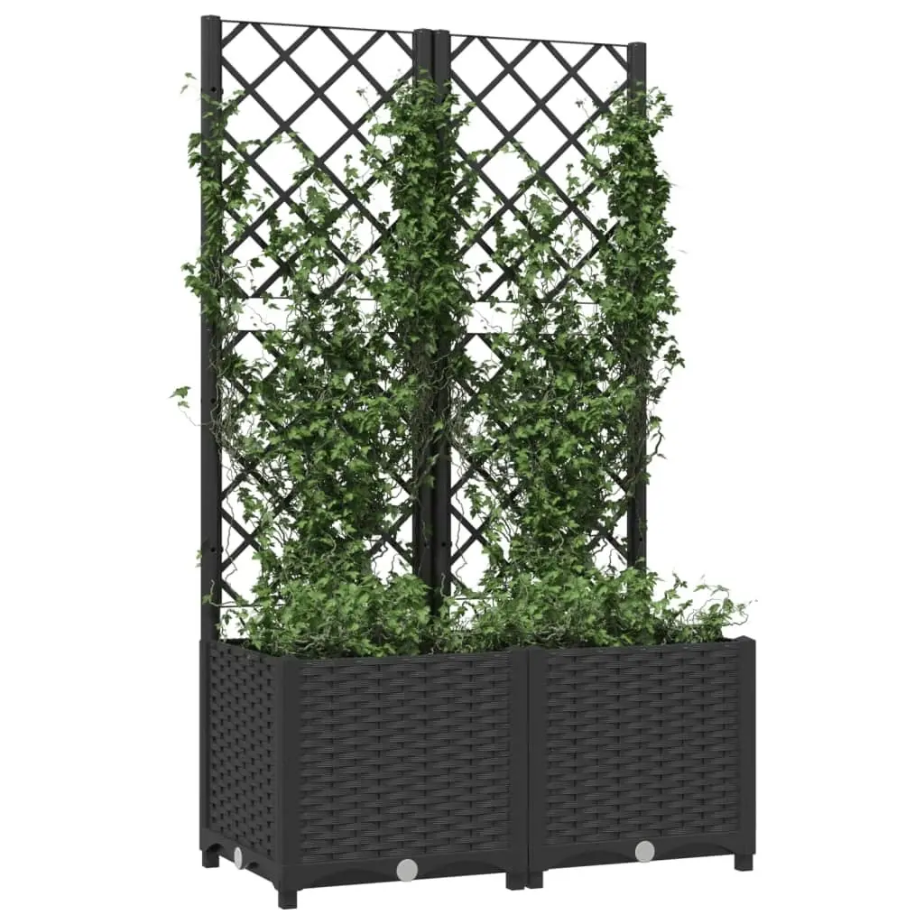 Garden Planter with Trellis Black 80x40x136 cm PP 318271