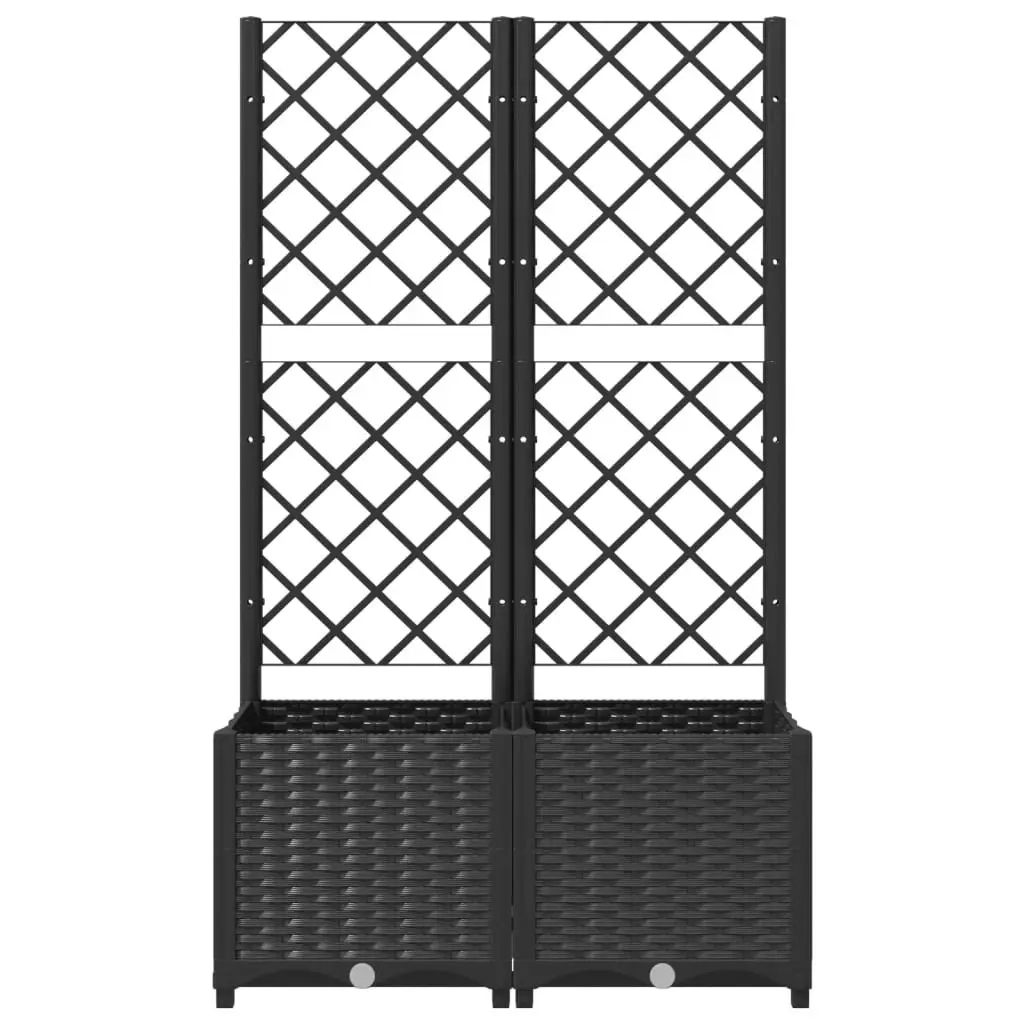 Garden Planter with Trellis Black 80x40x136 cm PP 318271