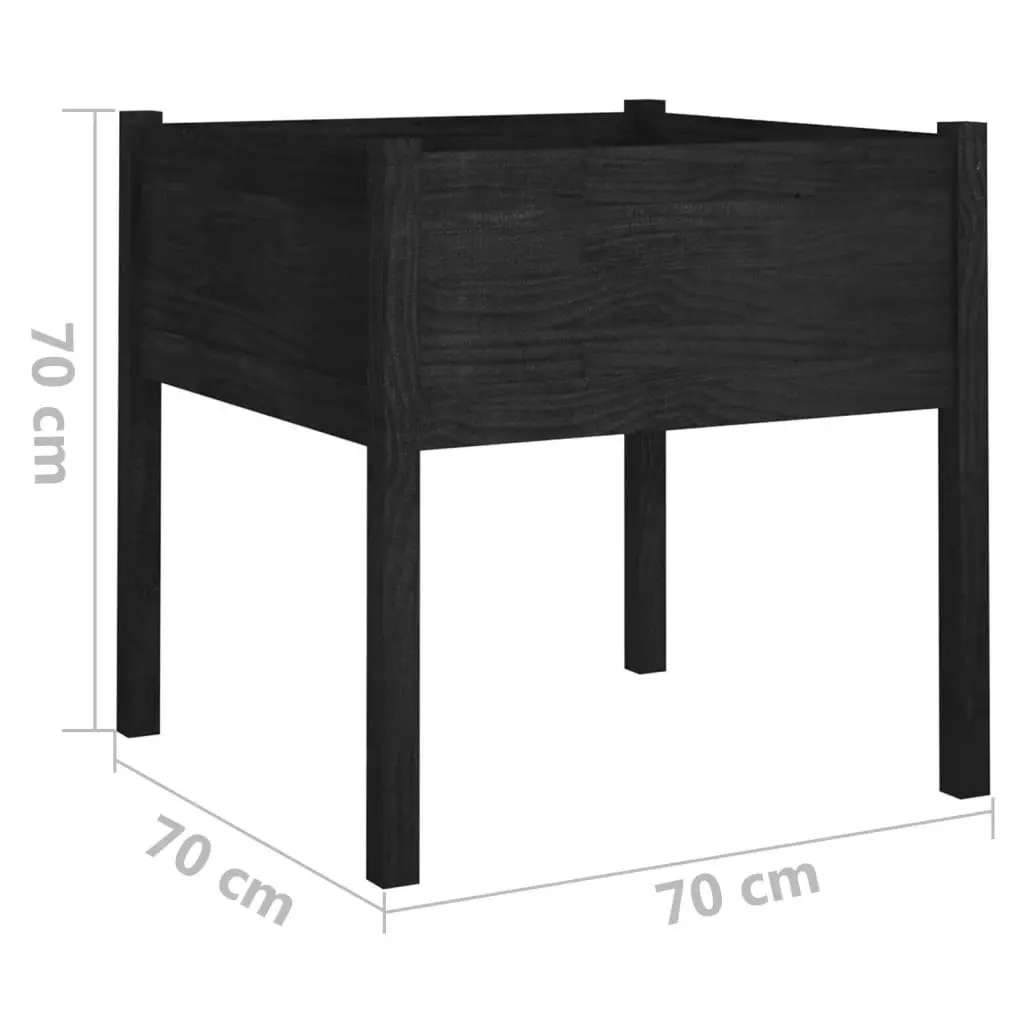 Garden Planter Black 70x70x70 cm Solid Pinewood 810817