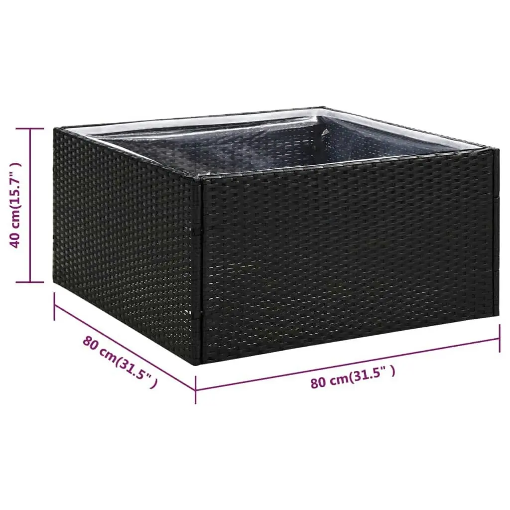 Garden Planter Black 80x80x40 cm Poly Rattan 319171