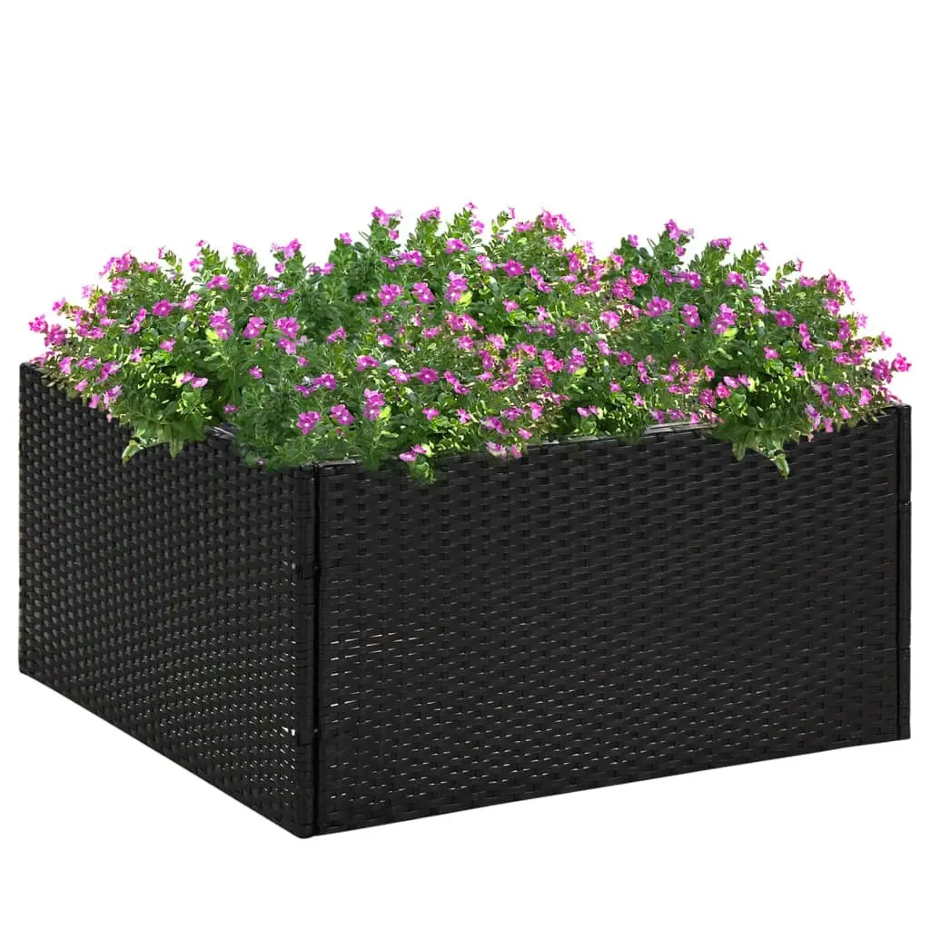 Garden Planter Black 80x80x40 cm Poly Rattan 319171