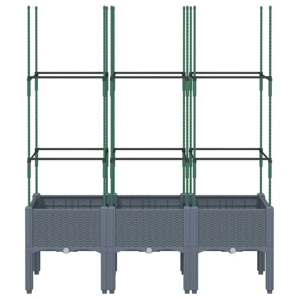 Garden Planter with Trellis Grey 120x40x142.5 cm PP 367956