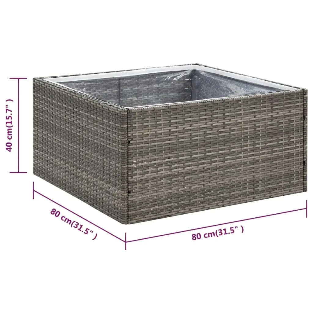 Garden Planter Grey 80x80x40 cm Poly Rattan 319175