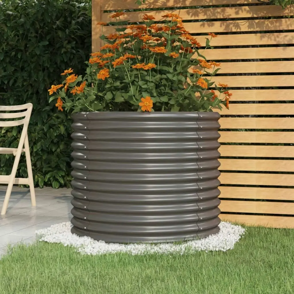 Garden Planter Powder-coated Steel 80x80x68 cm Grey 318859