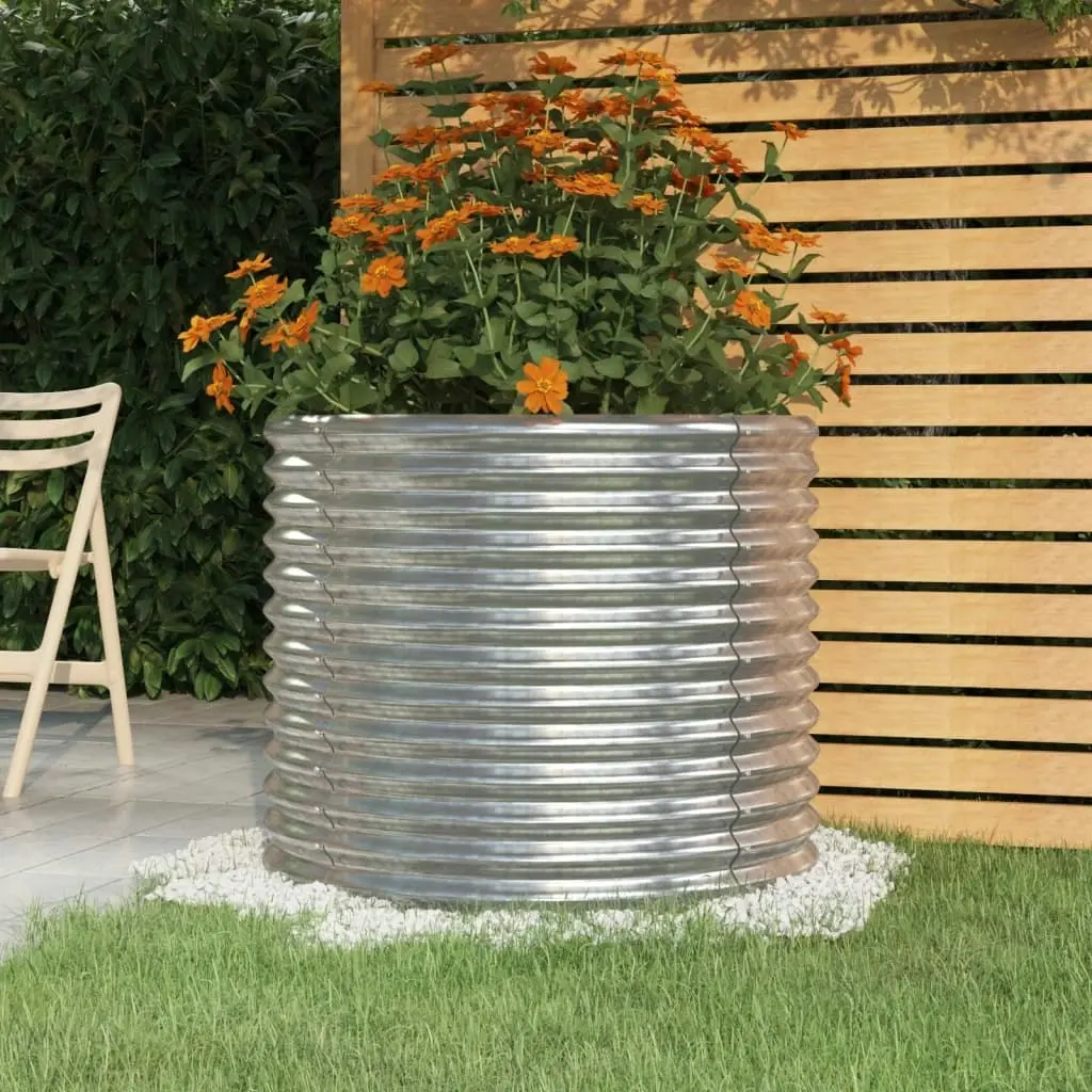 Garden Planter Powder-coated Steel 80x80x68 cm Silver 318862