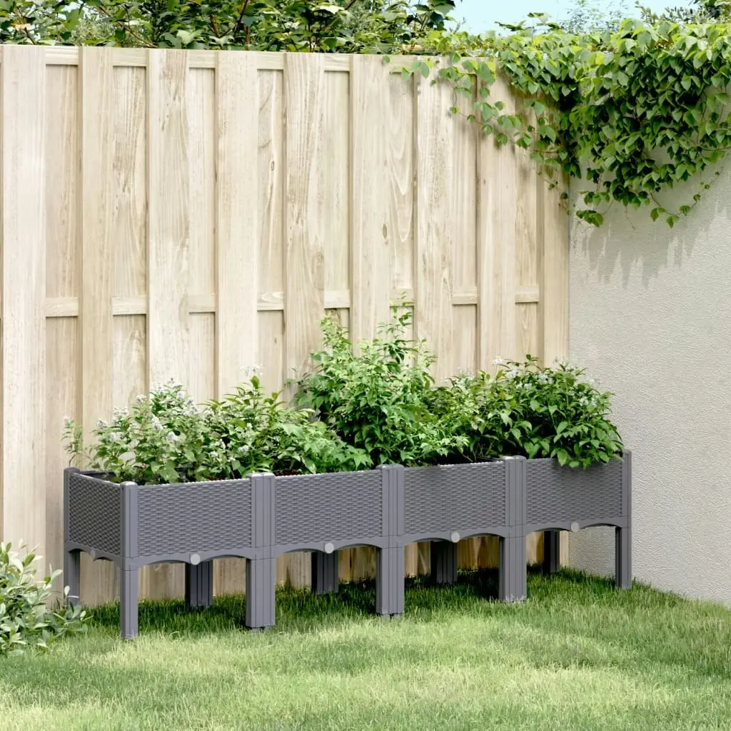 Garden Planter with Legs Grey 160x40x42 cm PP 367901