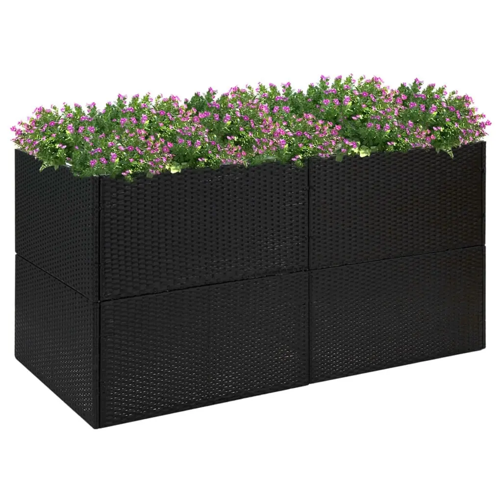 Garden Planter Black 157x80x80 cm Poly Rattan 319174