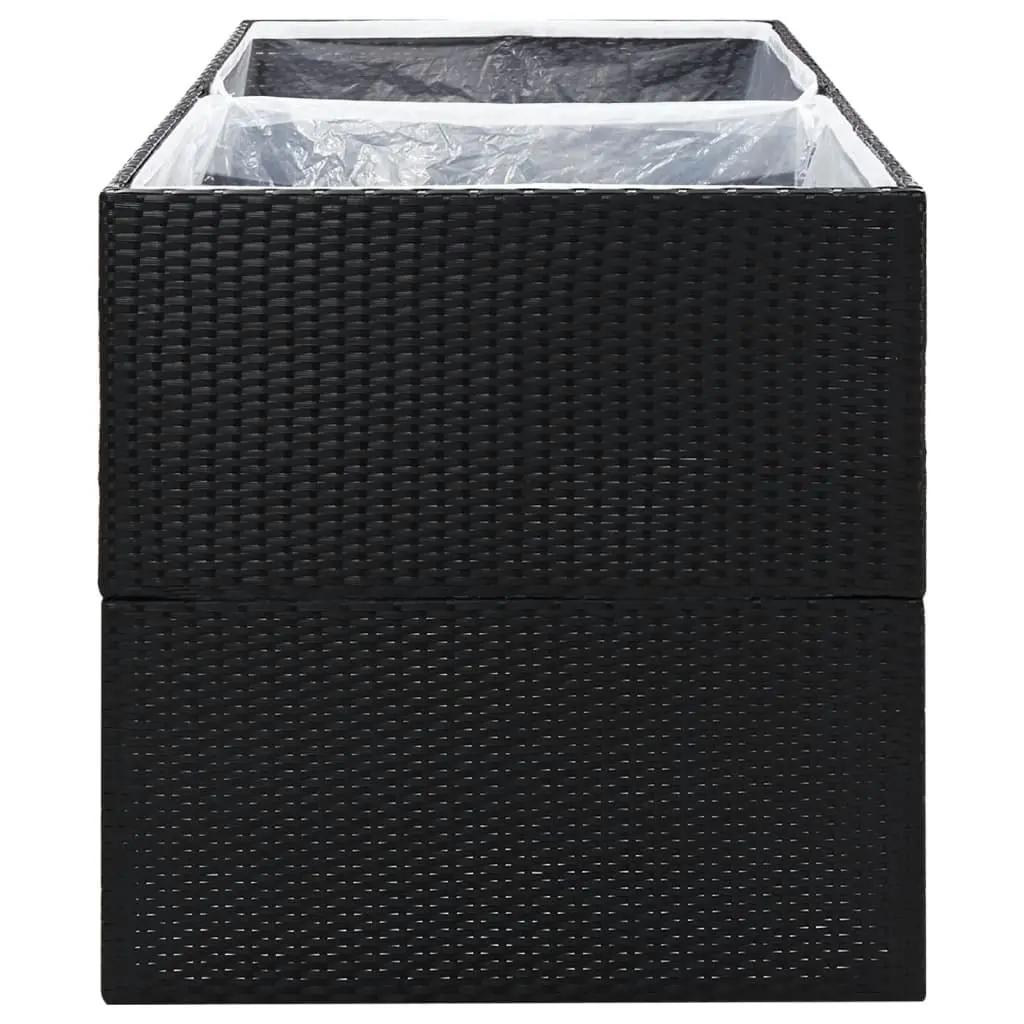 Garden Planter Black 157x80x80 cm Poly Rattan 319174