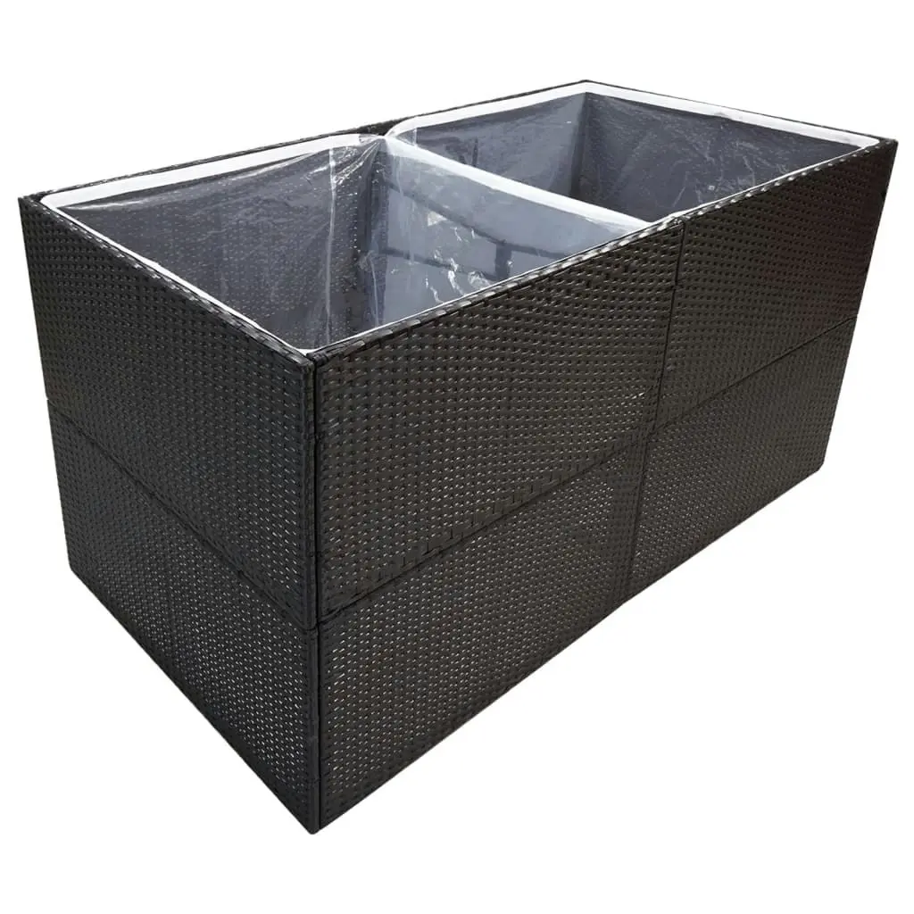 Garden Planter Black 157x80x80 cm Poly Rattan 319174