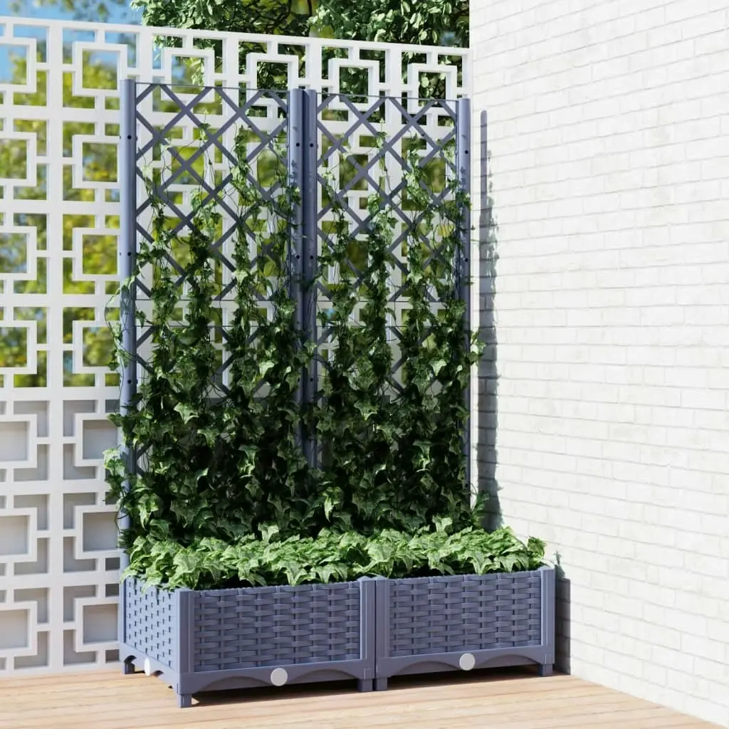 Garden Planter with Trellis Dark Grey 80x40x121.5 cm PP 318250