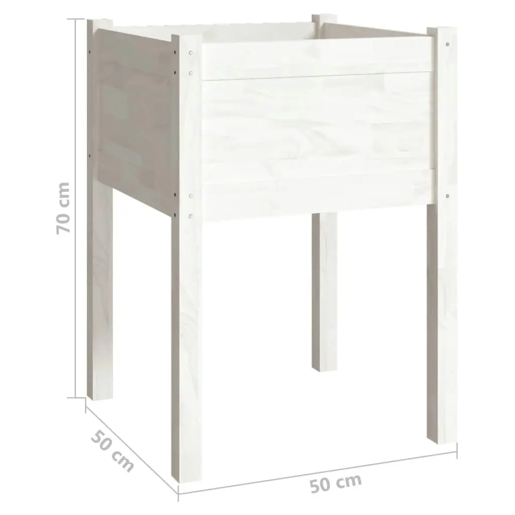 Garden Planter White 50x50x70 cm Solid Pinewood 810801