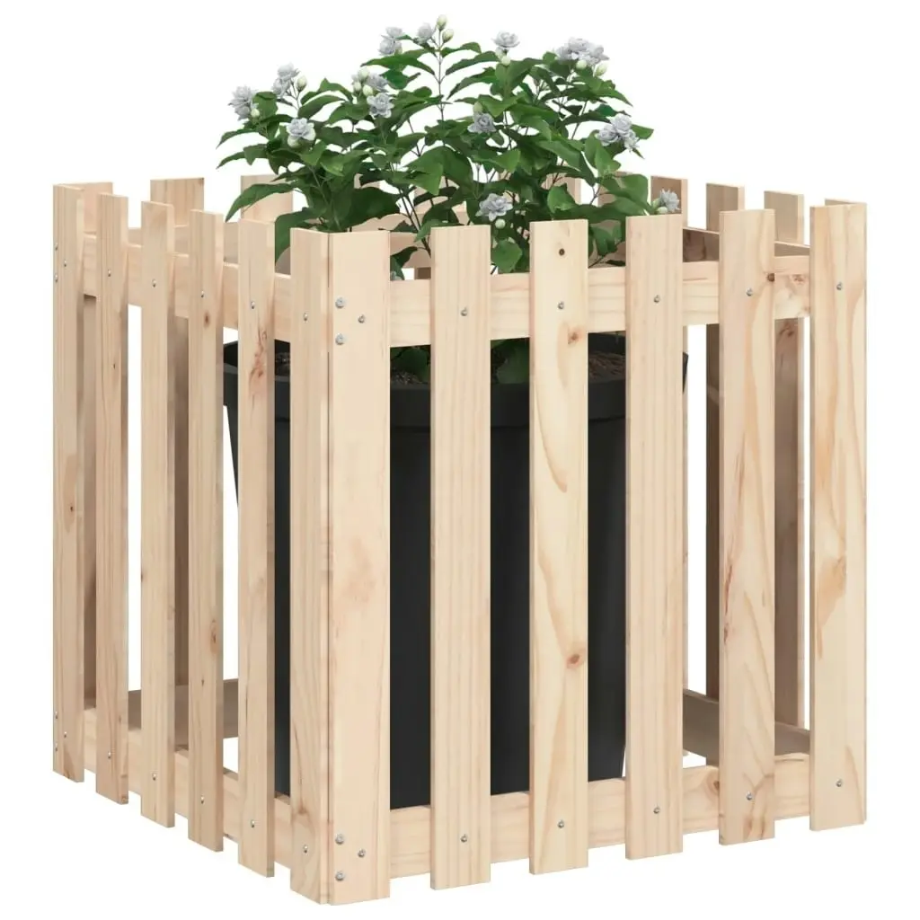 Garden Planter with Fence Design 60x60x60 cm Solid Wood Pine 832457