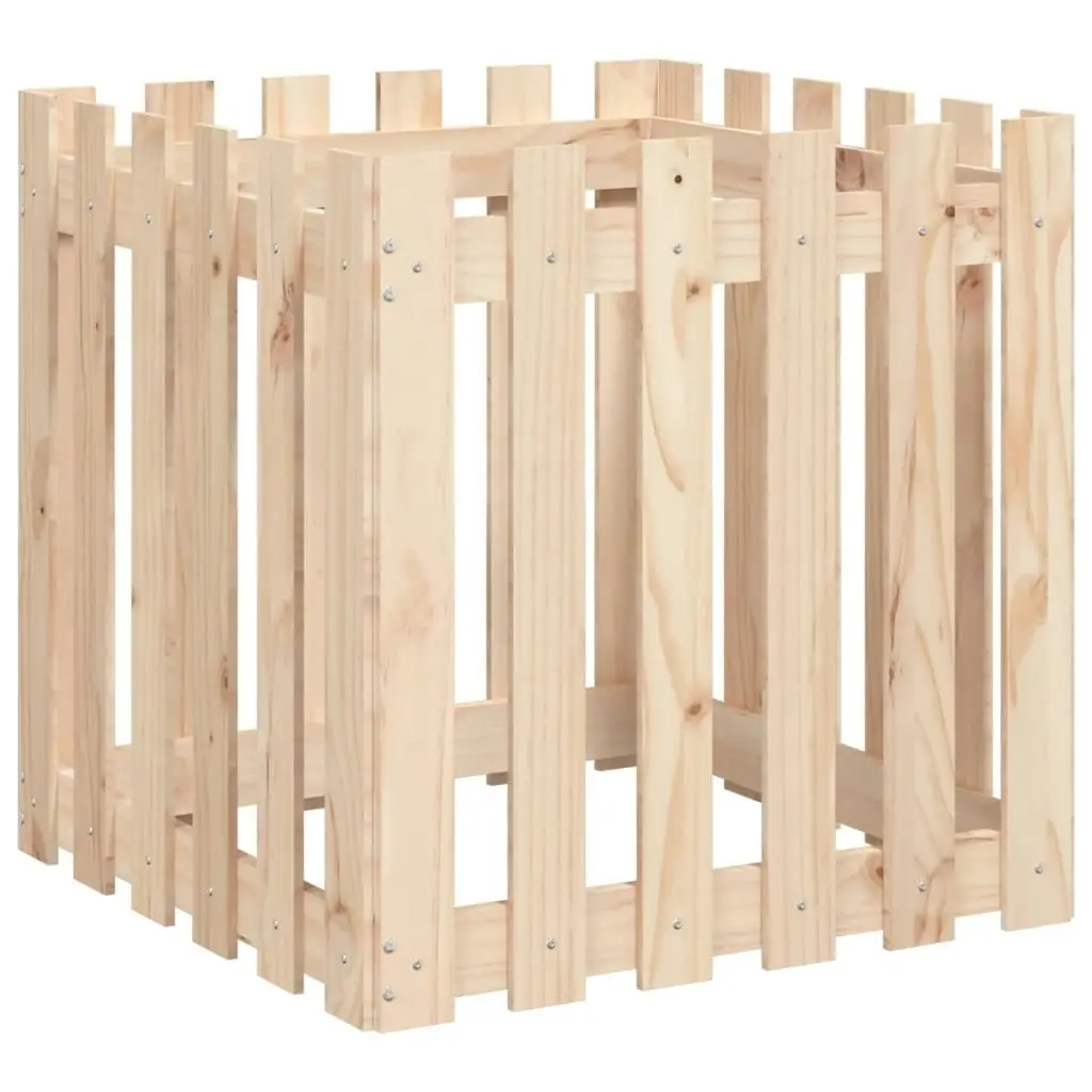 Garden Planter with Fence Design 60x60x60 cm Solid Wood Pine 832457